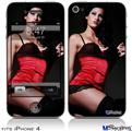 iPhone 4 Decal Style Vinyl Skin - Denai Thomson Red and Black Teddy 02 (DOES NOT fit newer iPhone 4S)